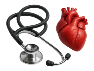 Medical stethoscope and heart.