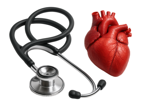 Medical stethoscope and heart.