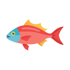 Stylized cartoon fish swimming against a black background