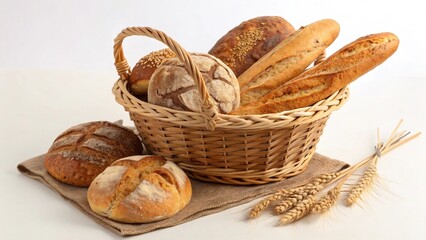  Freshly Baked Bread in a Wicker Basket