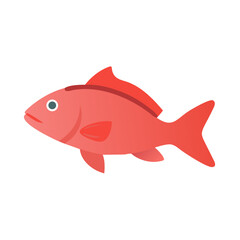 Simple vector illustration of a red fish on black