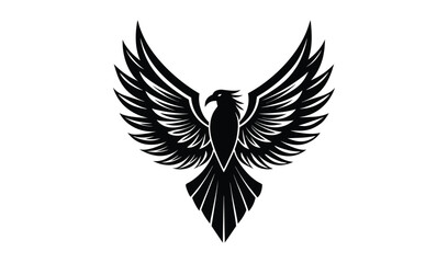 Fototapeta premium Stylized black silhouette of a majestic bird of prey with wings spread wide