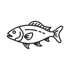 Simple outline of a generic fish on black background