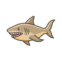 Cartoon shark illustration with menacing teeth on black background