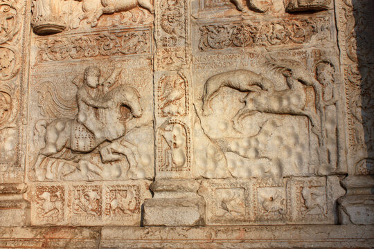 Relief Panels of the Basilica of San Zeno in Verona, Italy &ndash; The Hell Ride of Theoderic the Great

