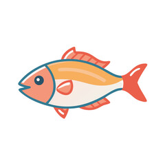 Stylized fish illustration with simple shapes on black background
