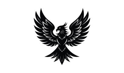 Fototapeta premium Stylized black phoenix with wings spread wide in flight
