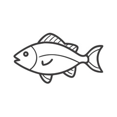Simple linear illustration of a fish on black background