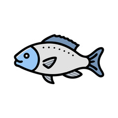 Stylized cartoon fish isolated on a dark background illustration