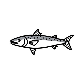 Gray fish with black dots on black background illustration