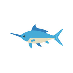 Obraz premium Minimalist blue swordfish on black background for marine themes