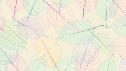 Fototapeta premium Colorful Translucent Skeletal Leaves Pattern Background