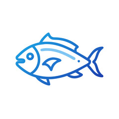 Stylized blue line art illustration of a fish