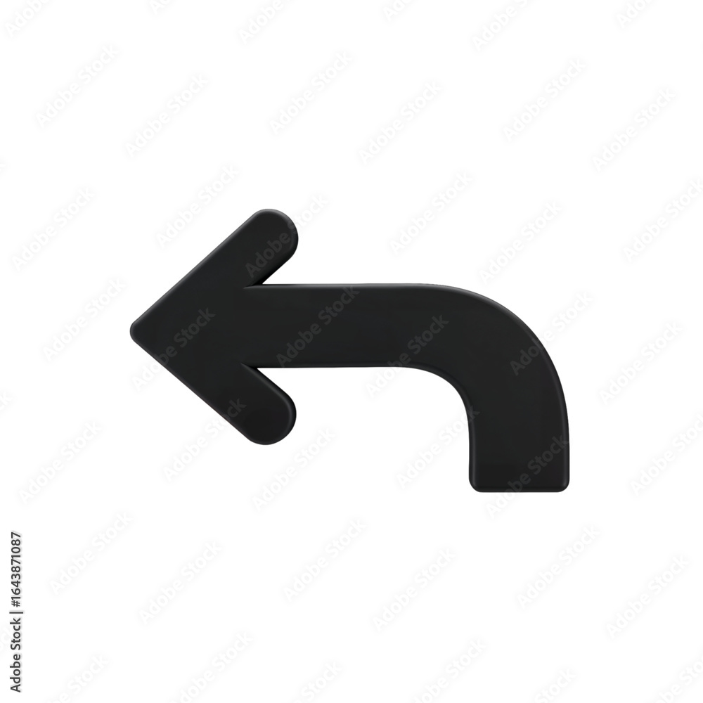 Poster a dark gray curved arrow pointing to the left indicating direction or a previous step isolated on tr