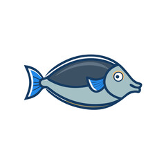 Illustration of surgeonfish with smooth lines on black background