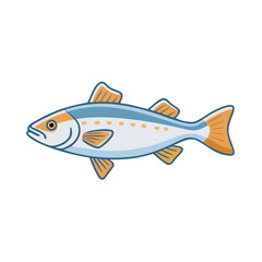 Illustration of a fish with light blue and orange