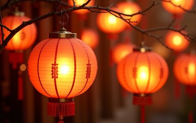 Traditional glowing lantern for Mid-Autumn Festival celebrations, featuring festive lights and traditional sweets. Cultural event with harvest theme includes full moon and family reunion