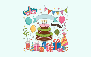 Birthday vector design, vector illustration, Birthday design, silhouette style.
