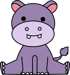 Cute Cartoon Hippopotamus Illustration