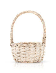 empty white wicker basket that stands out against a transparent background