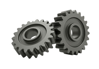 Interlocking metal gears rotating together in a mechanical connection