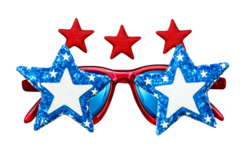Patriotic Star Shaped Eyewear Glasses with Red Frame