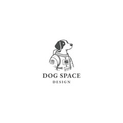 Dog space logo icon design template flat vector