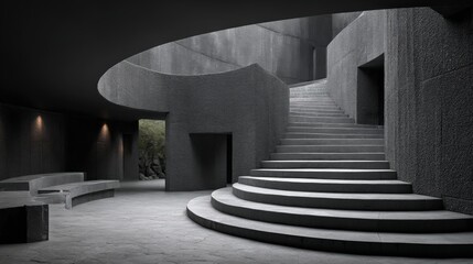Refined brutalist minimalism architecture design image