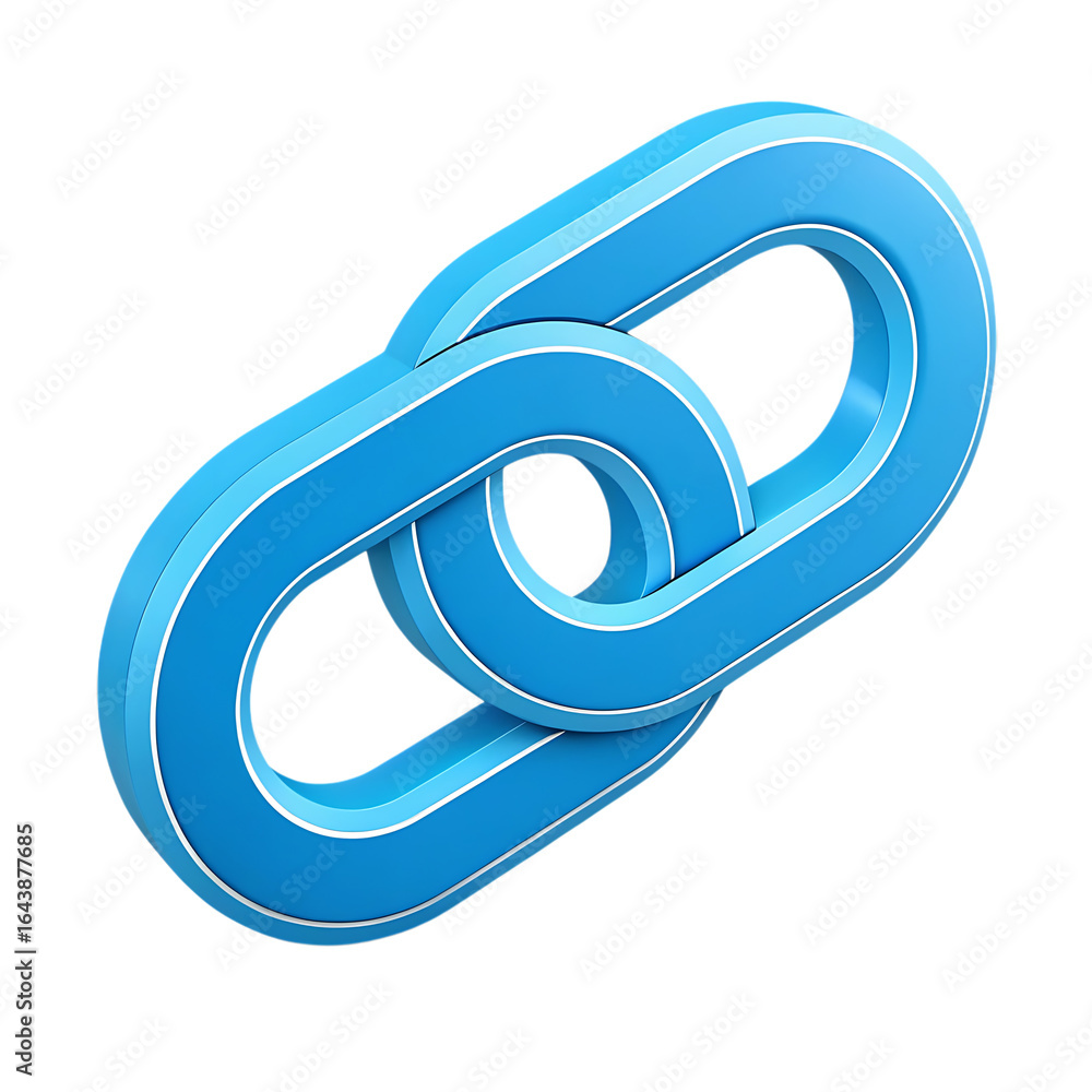 Poster a blue chain link icon representing connection and networking in a digital online environment for we