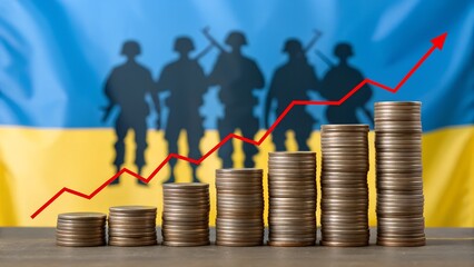 Gain confidence with growing stacks of coins and military silhouettes