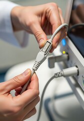 Connecting electronic medical device cable for diagnostics or procedure setup