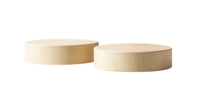 Two light beige cylindrical objects side by side isolated on transparent background