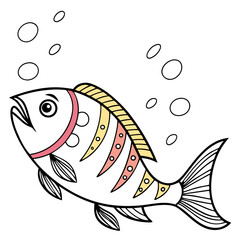 Vintage Colorful Fish Postcard – Retro Multicolor Marine Illustration Vector – Retro Multicolor Fish Artwork – Vintage Style Marine Life Postcard Vector – set of fish vector 