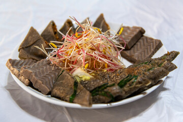 buckwheat crepe and jelly with fresh buckwheat
