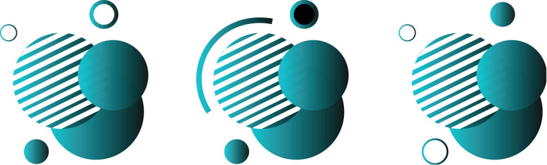 Premium Set of Round Abstract Badges and Versatile Icons Featuring Trendy, Eye-Catching Gradiant Color Combinations in White Background

