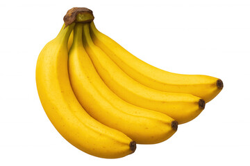Ripe yellow bananas forming a bunch isolated on a transparent background, perfect for healthy eating and fruit-based projects