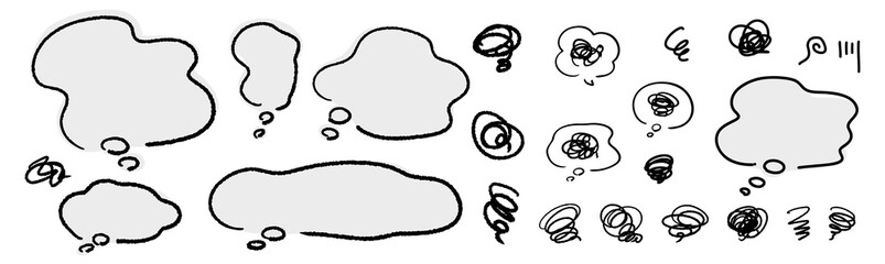もやもやとした不安や不満の漫符アイコンと吹き出しセット ベクター