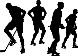 Hockey Team Silhouette – Players Celebrating Victory Vector" bundle