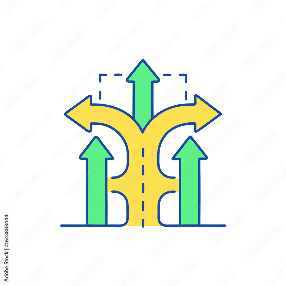 Aufkleber multiple paths and directions represented by arrows