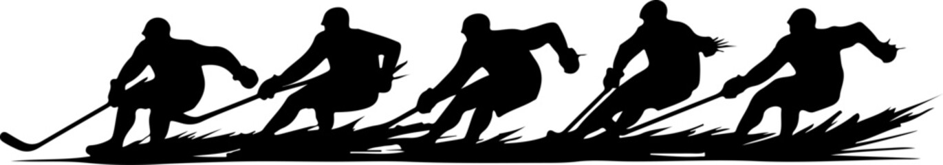 Fototapeta premium Hockey Team Silhouette – Players Celebrating Victory Vector