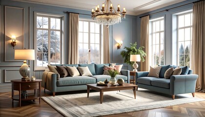 Elegant living room with sectional sofa