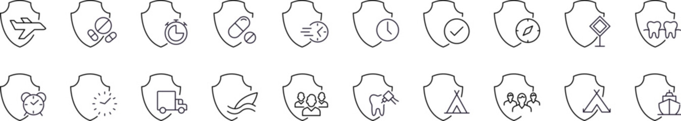 Obraz premium Shield Icon Pack. Contains Icons of People, Pills, Transport by Shield for Graphics, Concept, Apps
