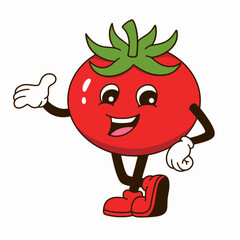 Funny tomato cartoon character illustration isolated on white background