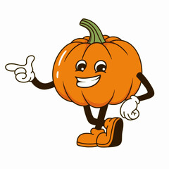 Funny pumpkin cartoon character illustration isolated on white background