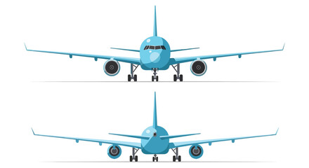 Airplane front and back view vector illustration design art
