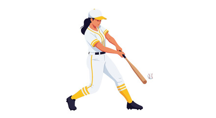 Fototapeta premium Woman softball player swinging bat vector illustration art