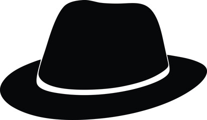 Fedora hat silhouette vector, fedora hat icon vector