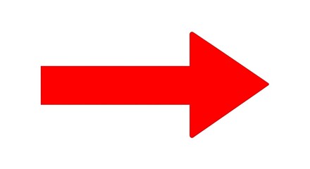 Bold red directional arrow pointing to the right isolated on white background