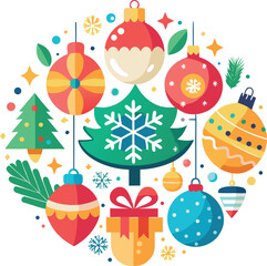 Playful Christmas Collection Illustration Featuring Holiday Elements and Festive Designs on Transparent Background playful collection illustrations featuring
