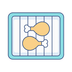 Two chicken drumsticks on a grill rack ready for cooking